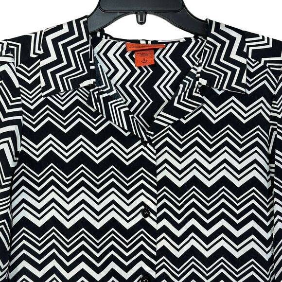 Missoni For Target Zig Zag Black White Long Sleeve Button Up Blouse Women Small - Picture 4 of 9